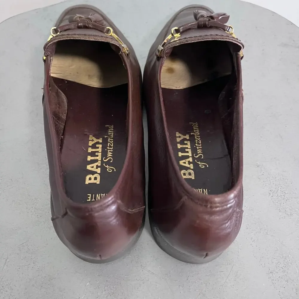 Vintage Bally Switzerland Nante Brown Leather Tassel Horsebit Loafers Men’s 9